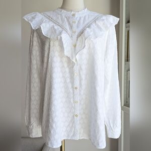 LOFT Ann Taylor Ruffle Button-Down Top